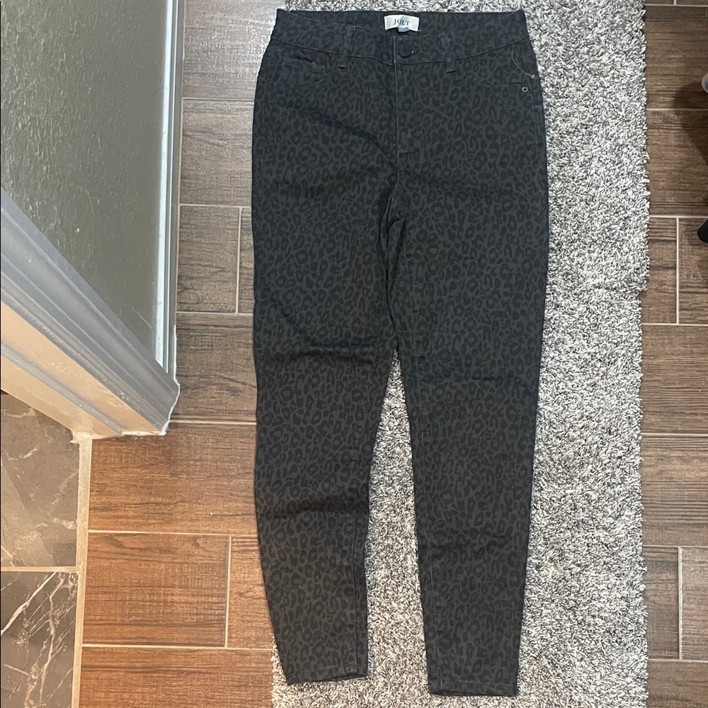 Jolt Charcoal Leopard Print Trousers